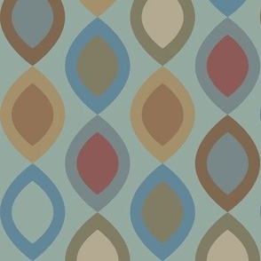 Abstract Modern Geometric in Red Brown Blue and Teal - Medium