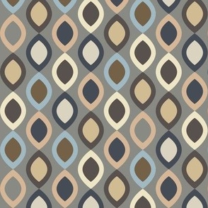 Abstract Modern Geometric in Beige Brown Blue and Grey - Small