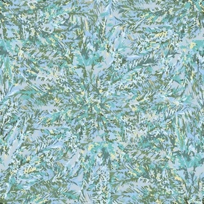 Medium Blue Aqua Green Sophisticated Abstract Palm Textured