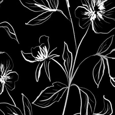 Gestual Flowers - Black
