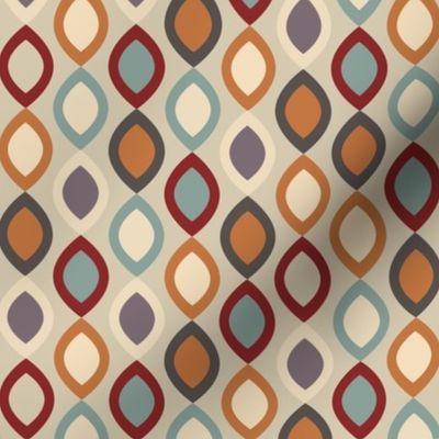 Abstract Modern Geometric in Orange Red Teal and Beige - Small