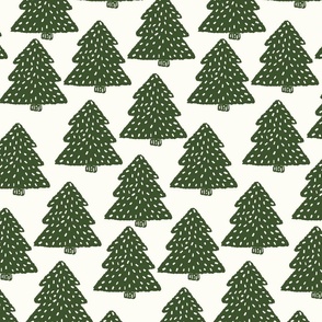 (L) Block print winter nordic forest - evergreen