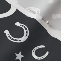 Horseshoes and Stars white on charcoal - medium scale