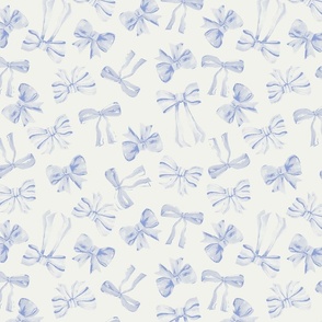 Small Vintage Watercolour Bows Nursery Design in light blue