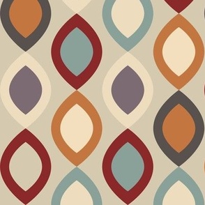 Abstract Modern Geometric in Orange Red Teal and Beige - Medium