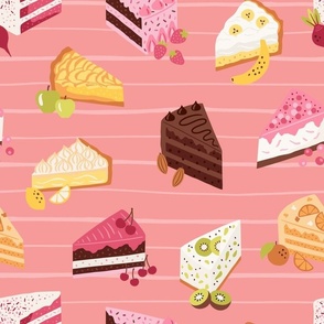 Yummy cake slices - salmon pink - medium scale