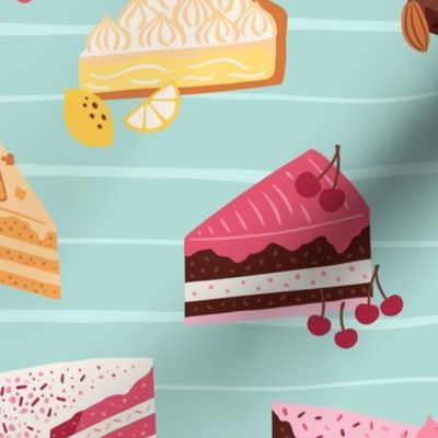 Yummy cake slices - teal - medium scale