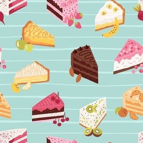 Yummy cake slices - teal - medium scale