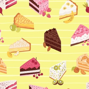 Yummy cake slices - yellow - medium scale