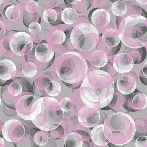 Modern Geometric Floating Bubbles Serene Wallscapes in gray and dusty pink hues - Perfect for Metallic Silver Wallpaper!