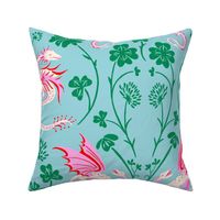 Dragon Clover Delight on a light blue background, large-scale