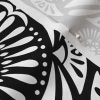 Mystral  - Boho Medallion Geometric Black and White Large