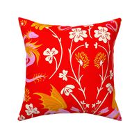 Dragon Clover Delight on a red background, large-scale