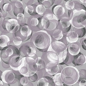 Serene_Wallscape-Floating Bubbles Serene Wallscapes in hazy lilac and gray hues - Perfect for Metallic Silver Wallpaper!