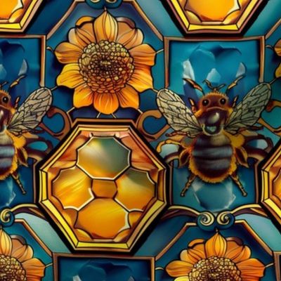 art nouveau bee honeycomb