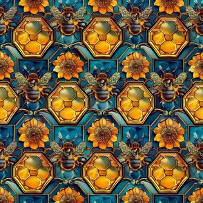 art nouveau bee honeycomb