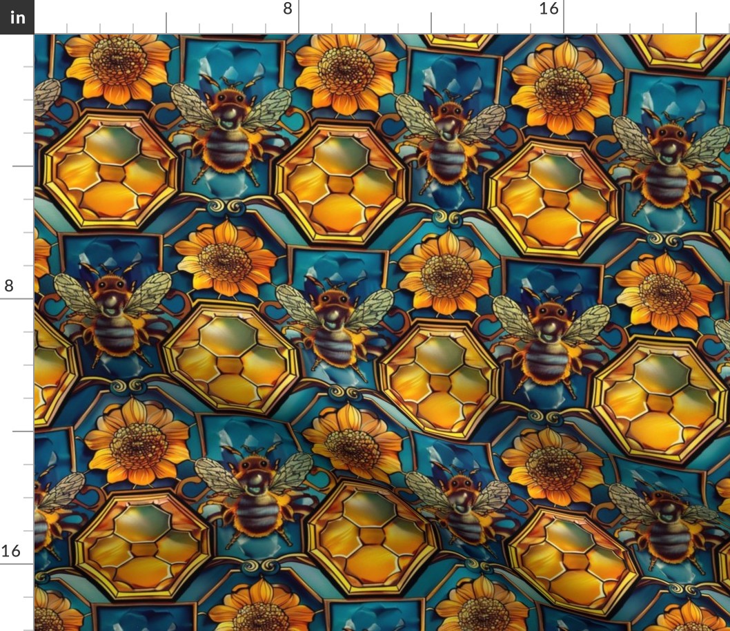 art nouveau bee honeycomb