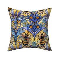 art nouveau bees in gold violet