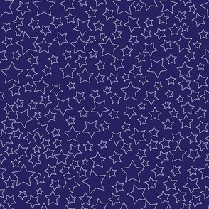 Stars Scattered outline white on navy 8''