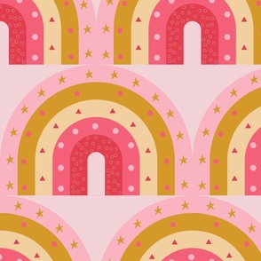 Rainbow pattern on pink background  - baby girl wallpaper design