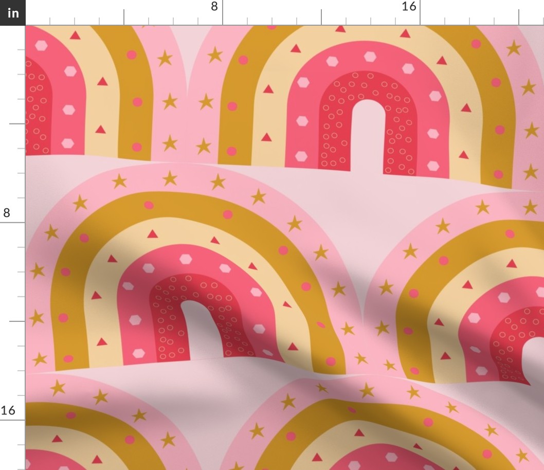 Rainbow pattern on pink background  - baby girl wallpaper design