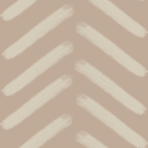 Rustic thick tan herringbone stripes on clay background (L)