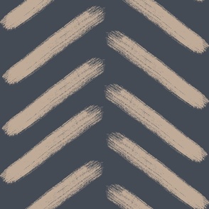 Rustic thick tan herringbone stripes on charcoal gray  (L)