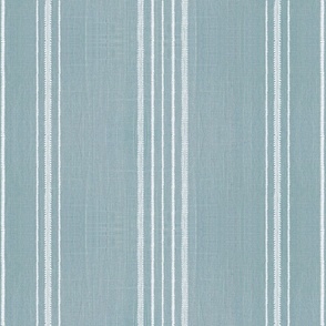 Embroidered Stripes Teal 