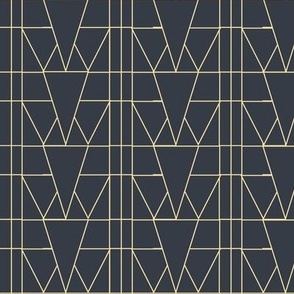 Art Deco Golden Triangles Lattice on Charcoal Gray