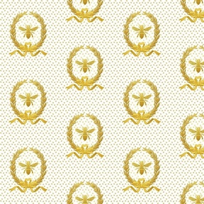 Faux Gold Antique French Inspired Napoleonic Bee Laurel Wreath Pattern by Sewell Graphic Arts