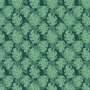 Kids Kawaii Jungle Safari- Tropical Leaves Green