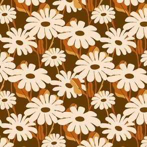 Daisies - Gold, ocher, brown and cream