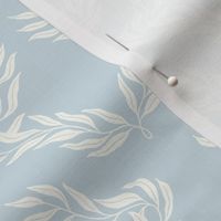 (sm) Formal Willow Wreath Geometric Pattern - Light Blue and Cream - Elegant Botanical Design for Traditional Home Decor