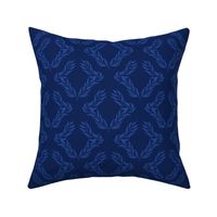 Formal Willow Wreath Geometric Pattern - Navy Blue and Ultramarine - Small Scale - Elegant Botanical Design for Traditional Home Decor