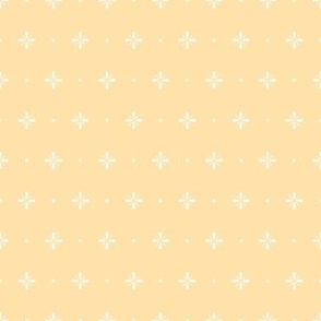 Accented Square Crosses with Dots Geometric Blender Pattern - Butter Yellow - Small Scale - Minimalist Coordinating Design for Scandi, Farmhouse, and Nursery Decor