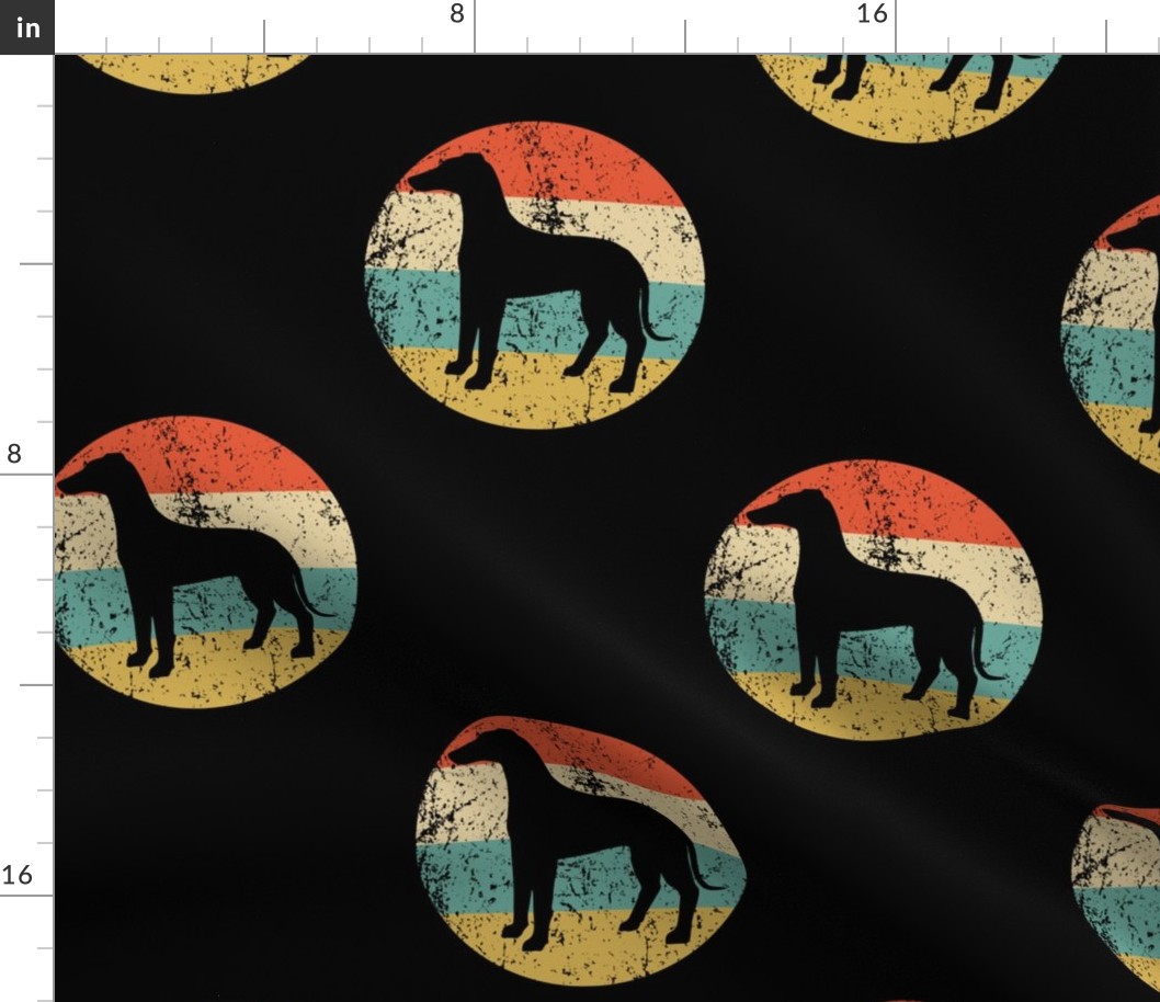 Retro Whippet Dog Breed Icon Repeating Pattern Black