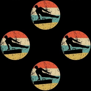 Retro Male Gymnast 1960's 1970's Vintage Style Gymnastics Repeating Pattern Black