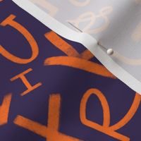 Purple & orange hand-drawn letters / alphabet (typography)