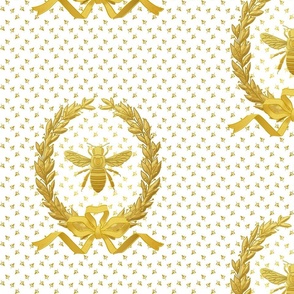 Faux Gold Antique French Inspired Napoleonic Bee Laurel Wreath Pattern by Sewell Graphic Arts