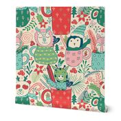 Cozy Christmas Animals- Jungle friends - Forest animals - nursery wallpaper, kids decor
