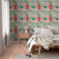 Cozy Christmas Animals- Jungle friends - Forest animals - nursery wallpaper, kids decor