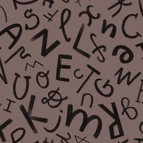 Black & gray hand-drawn letters / alphabet (typography)