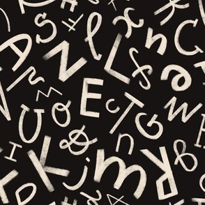 Black & white hand-drawn letters / alphabet (typography)