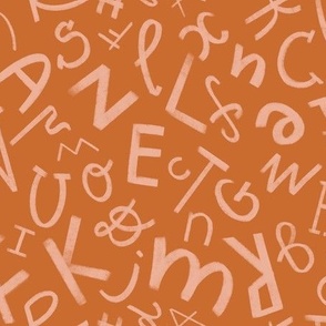 Orange hand-drawn letters / alphabet (typography)
