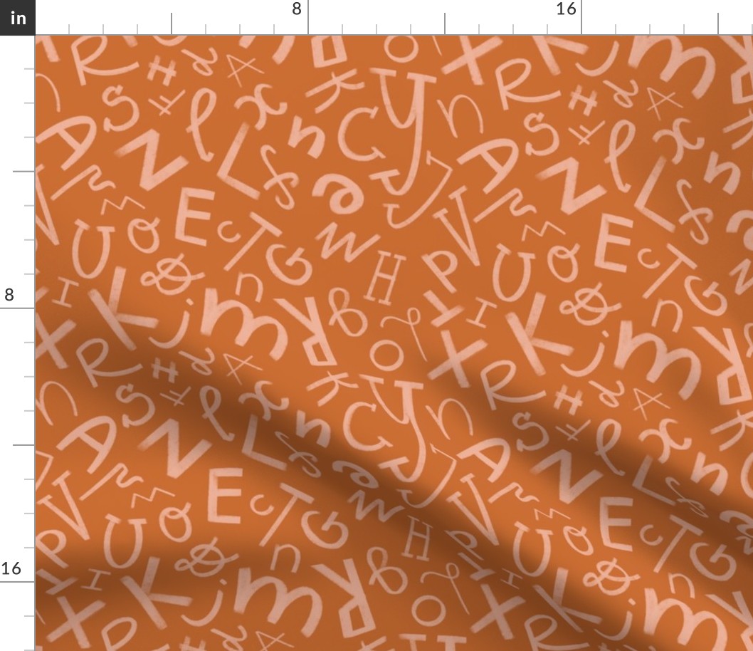 Orange hand-drawn letters / alphabet (typography)