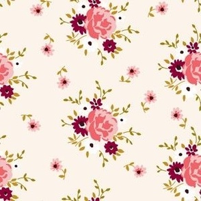 Small Retro Vintage Vibe Floral in romantic pink cottagecore