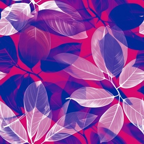 abstract botanical alternative photography process illustration with red and magenta and blue_173