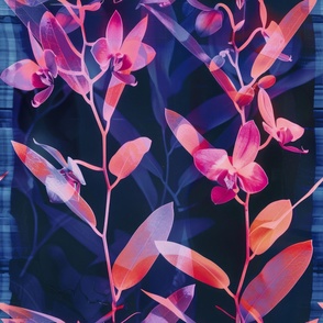 abstract botanical alternative photography process illustration with red and magenta and blue_165