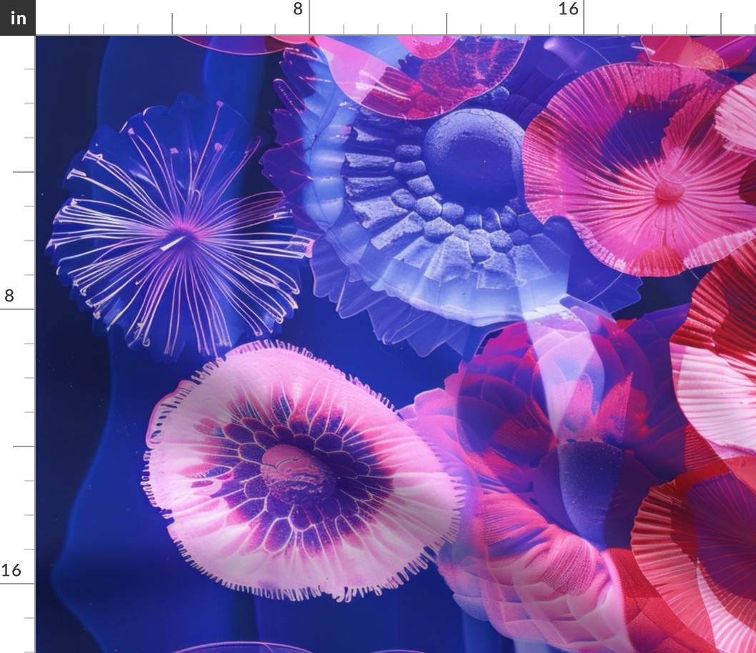 abstract botanical alternative photography process illustration with red and magenta and blue_182