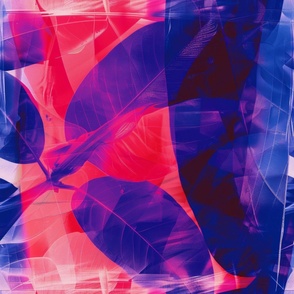 abstract botanical alternative photography process illustration with red and magenta and blue_137